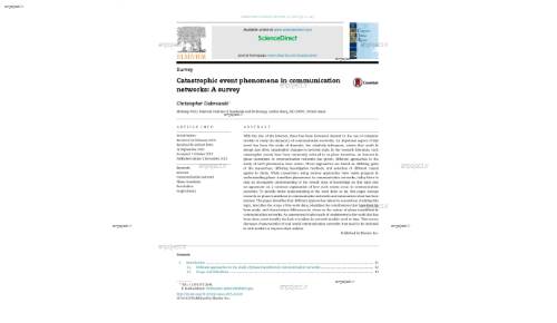 Catastrophic event phenomena in communication networks: A survey